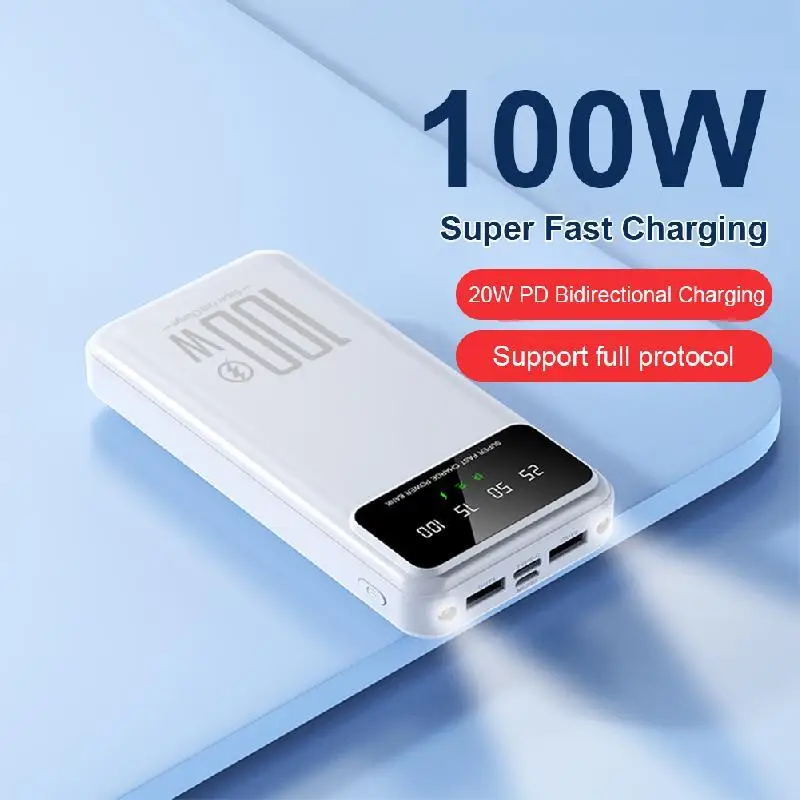 1Pc 20000mAh Power Bank 5V/3A USB/Micro/Type-C Out 100W Fast Charger External Battery Pack For IPhone Heating Vest Jacket Phone