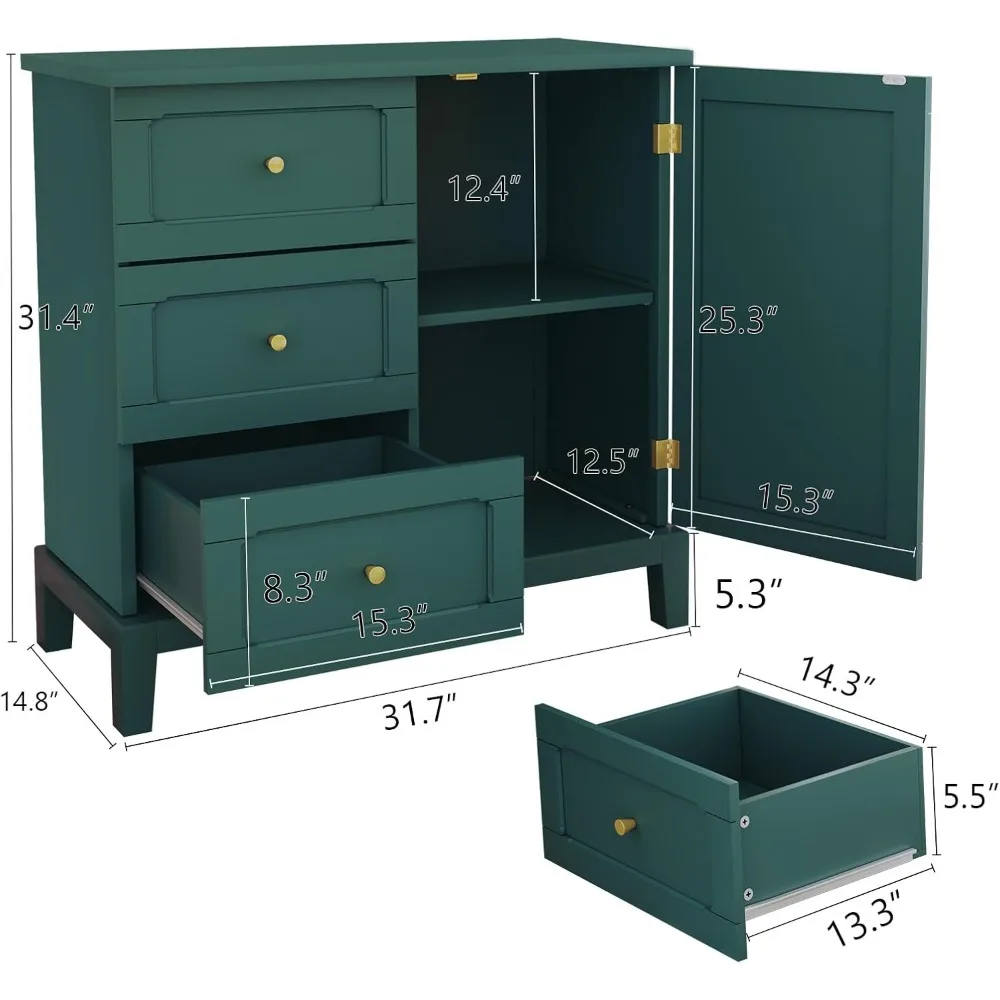 Armoire de rangement en bois avec étagères, armoire d'appoint avec 3 portes de proximité, buffet pour salon, entrée