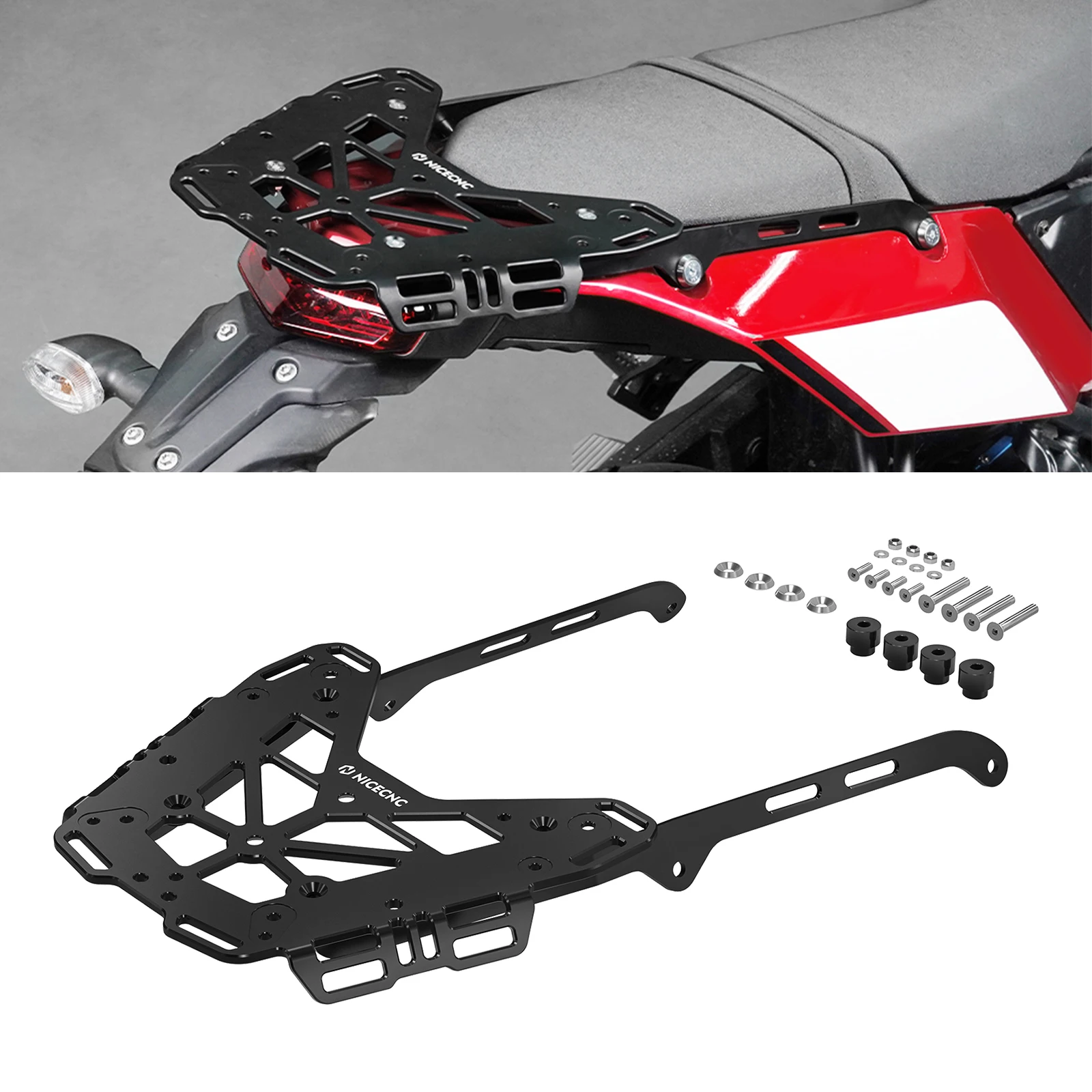 NICECNC For Yamaha Tenere 700 Luggage Rack Top Case Bracket Cargo Rack For Yamaha Tenere 700 2019-2024 2020 2021 2022 2023