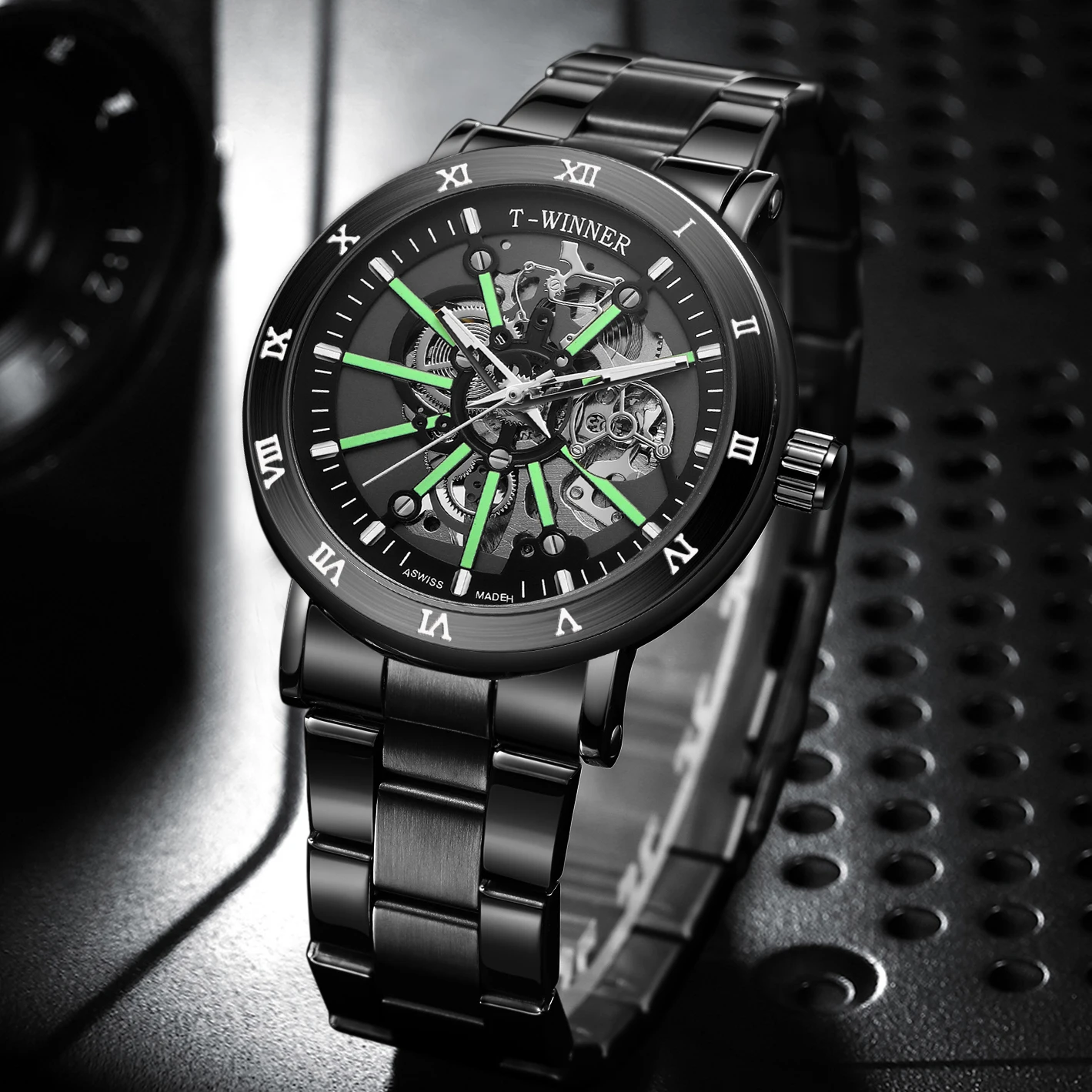 Fashion man 2026 WINNER High-end Luxury Watch Stainless Steel Skeleton Mechanical Automatic Movement Waterproof Business Watches