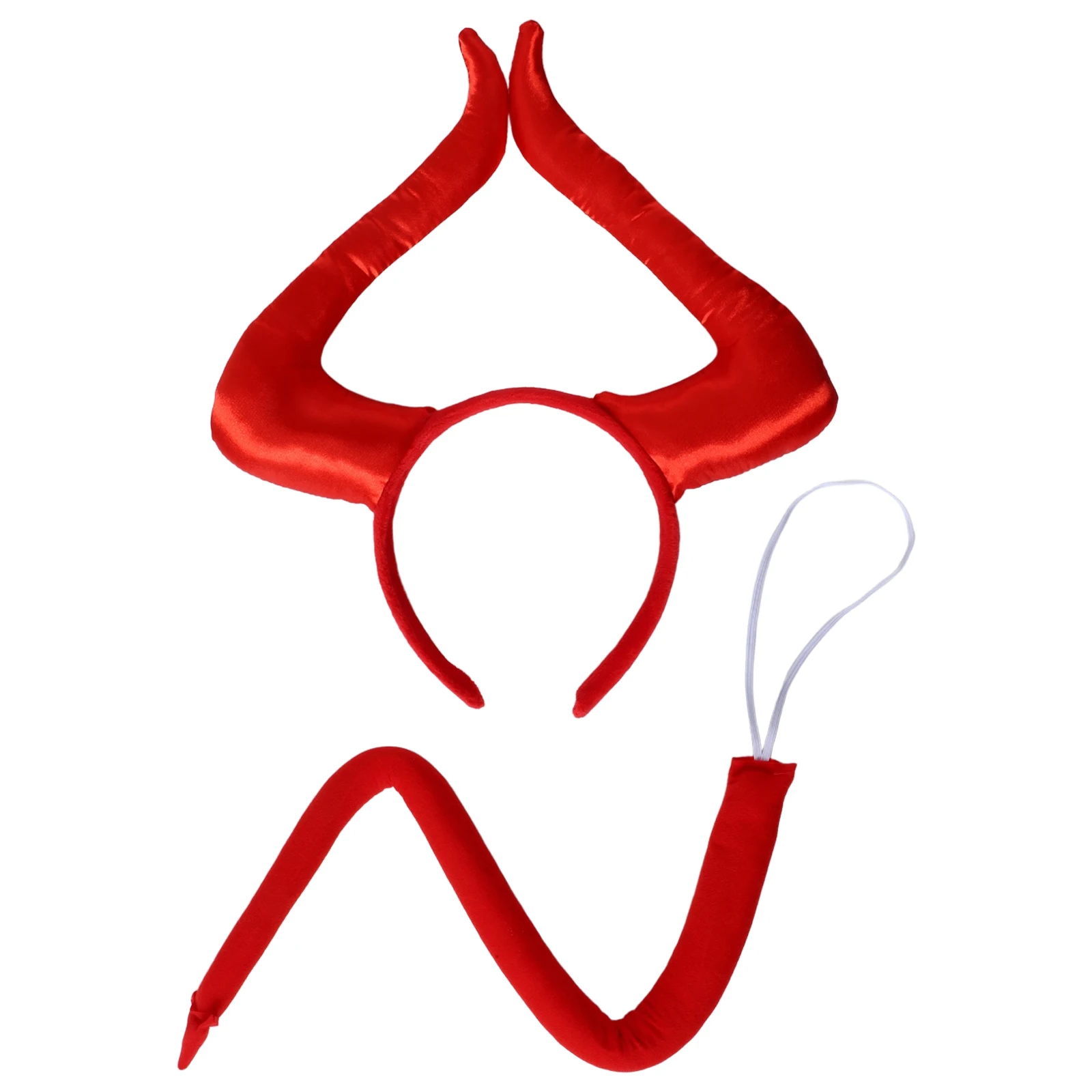 Fascia per capelli unisex in corno per adulti e bambini con coda a punta triangolare Accessorio per costume cosplay per copricapo per giochi di ruolo di carnevale di Halloween