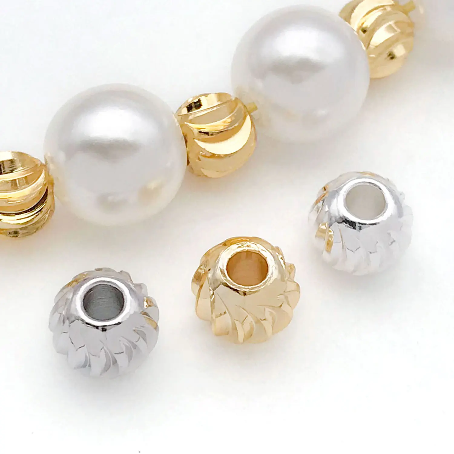 20pcs 18K Real Gold Plated Brass Striped Cut Flower Spacer Beads For DIY Bracelet Necklace Earrings Jewelry Making Accessories image 4
