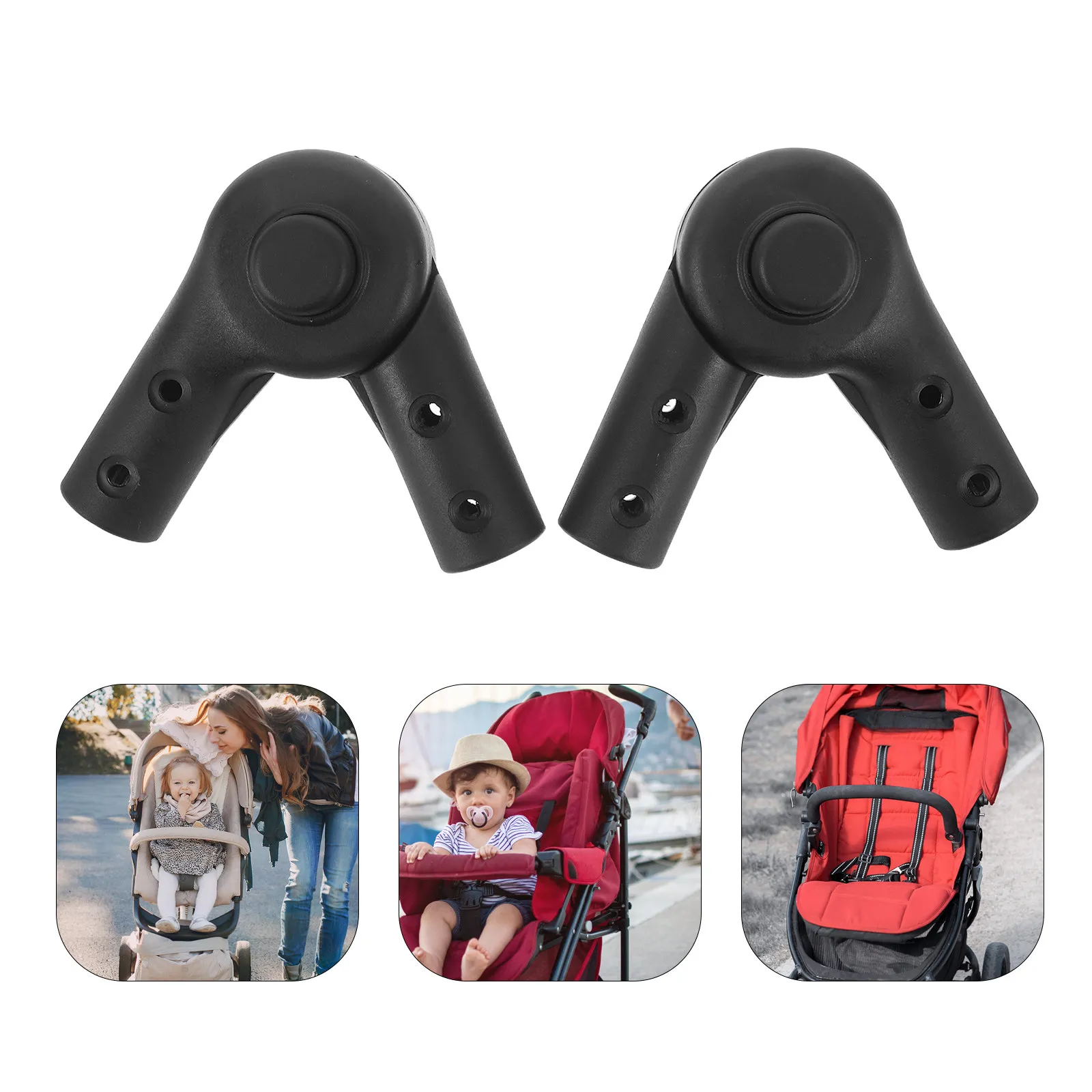 

2Sets Infant Foldable Stroller Joint - Adjustable Angle Push Rod Connector for 22Mm Frame - Strong Plastic Baby Carriage Handle