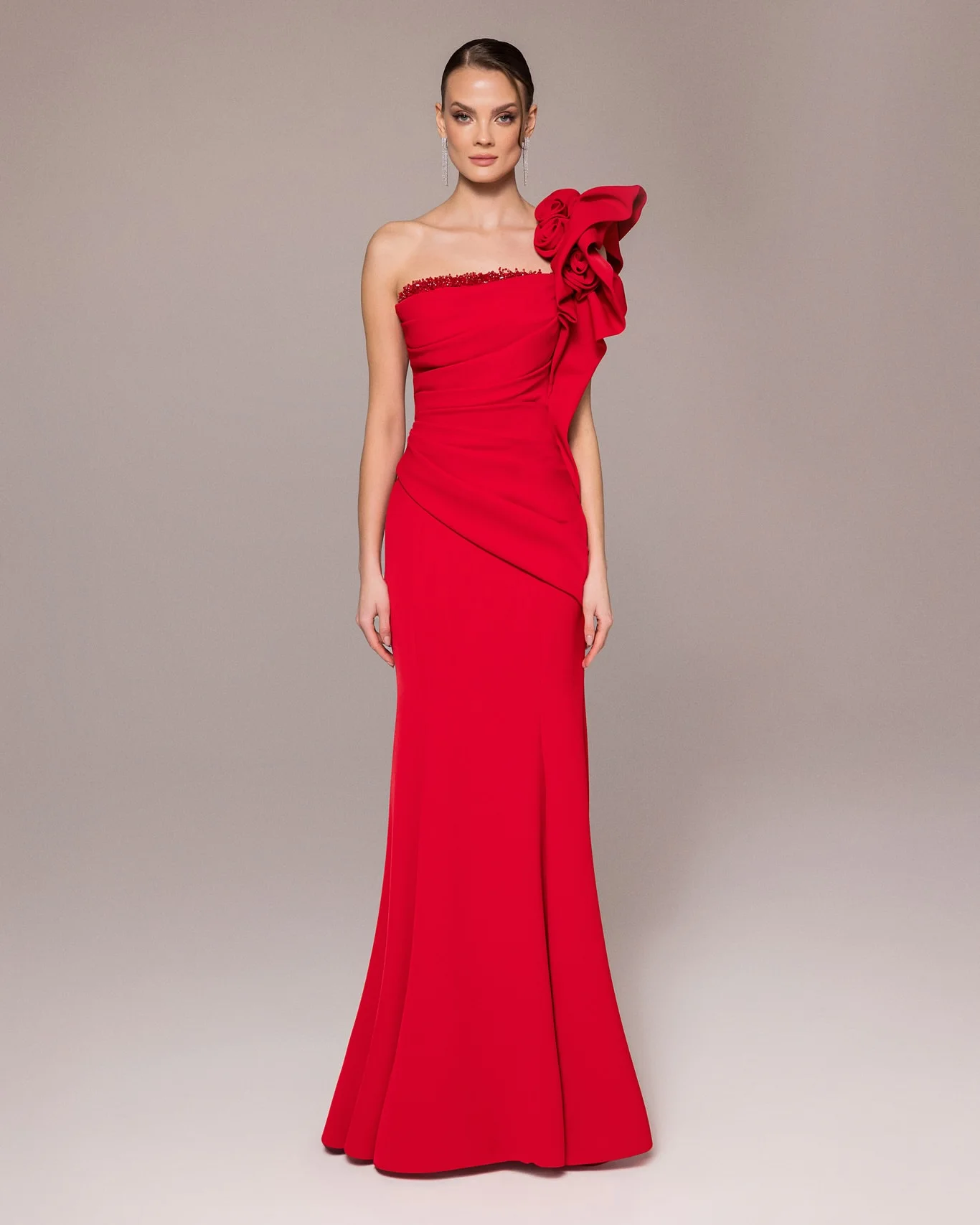 

Gowns Customized Dresses For Special Occasions Mermaid One Shoulder Elegant Evening Prom Dresses Satin Floor length Beads Party