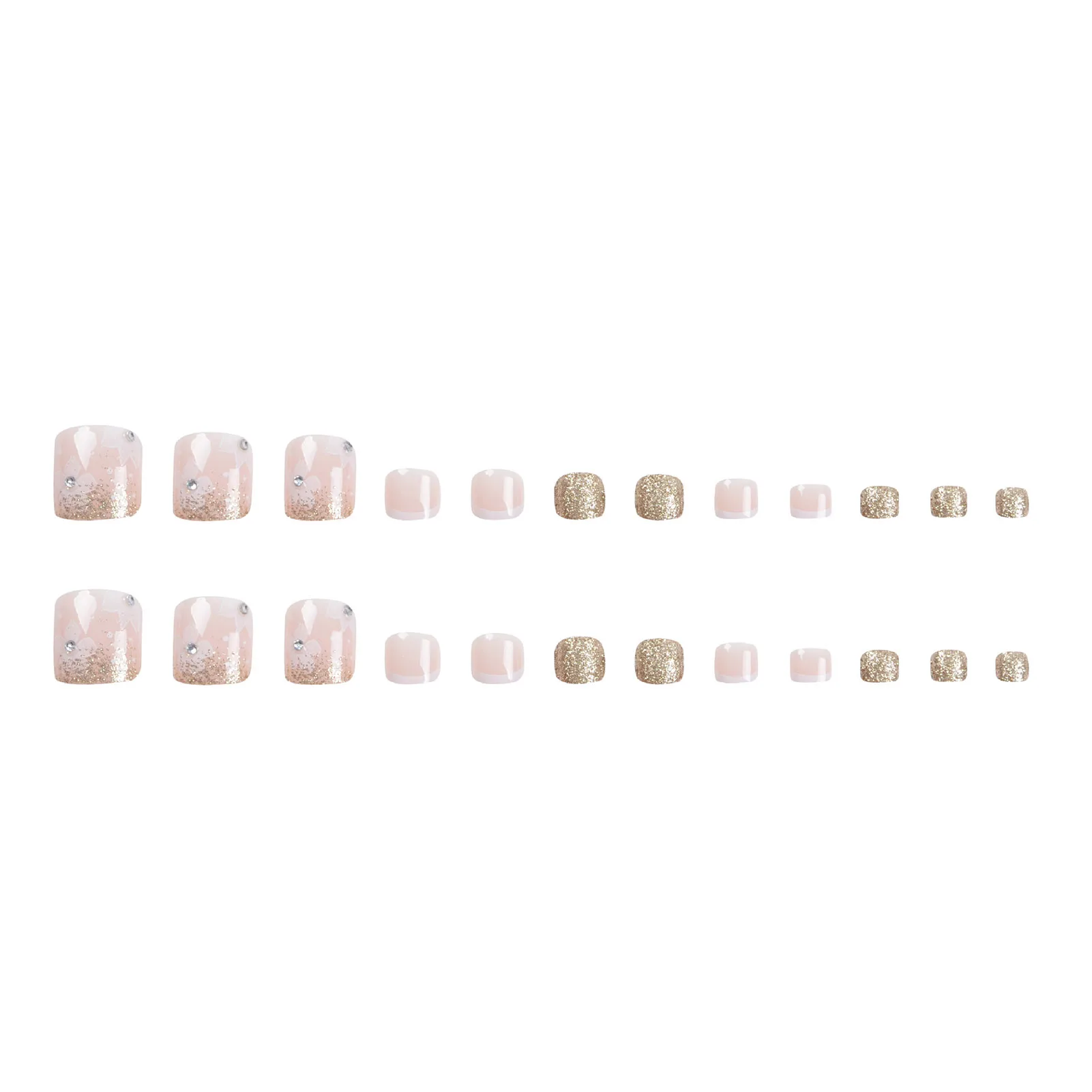 White Edge Printed Pink Press on Toenails Long Lasting Safe Material Waterproof False Nails for Professional Nail Art Salon