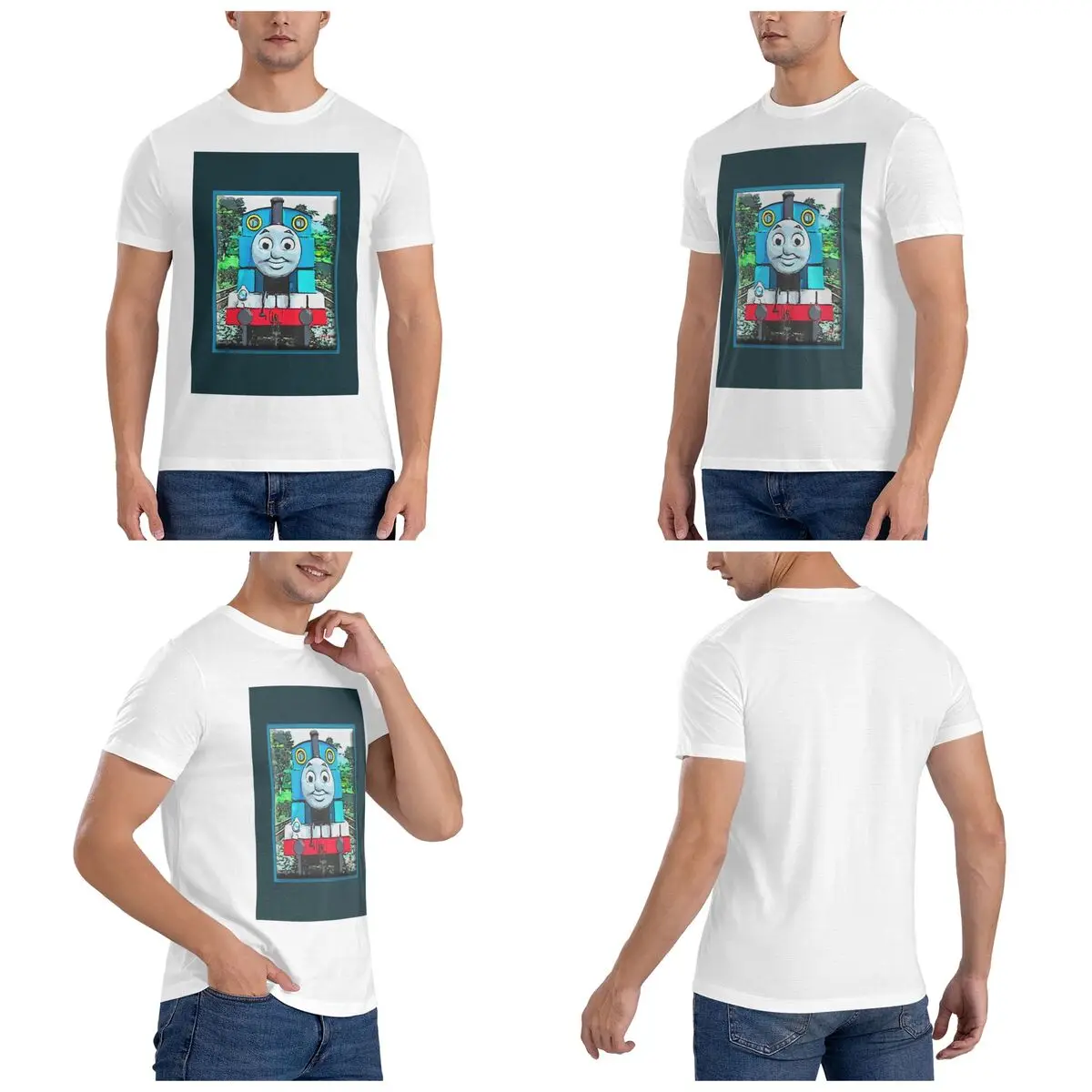 Thomas The Train T-Shirt for Men Cotton Plus Size T Shirts Men's Tees Short Crew Neck Summer Clothes Tops S-6XL