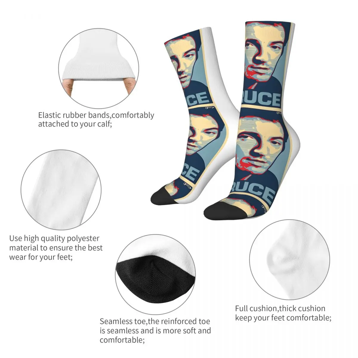 Hip Hop Retro die Männer verrückte Socken Unisex Bruce Springsteen Street Style nahtlos gedruckt lustige Neuheit glücklich Crew Socken Jungen Geschenk