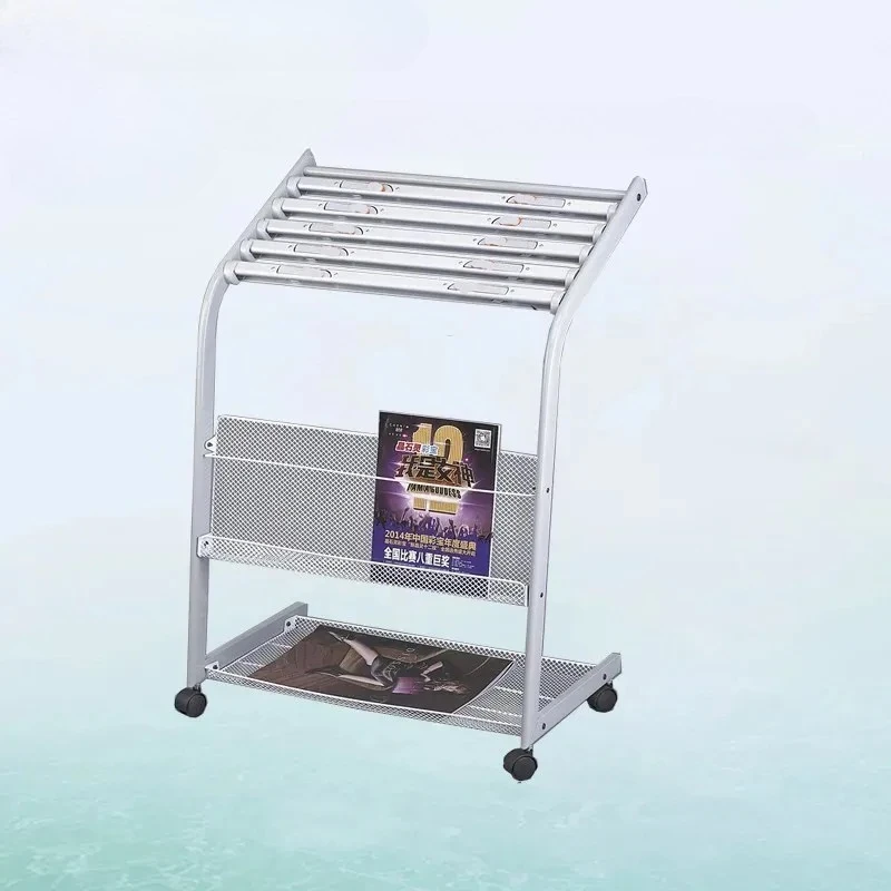 Heavy Duty Aluminum Multi Newspaper Stand Silver Magazine Rack Stainless Steel Shelf Organizer
