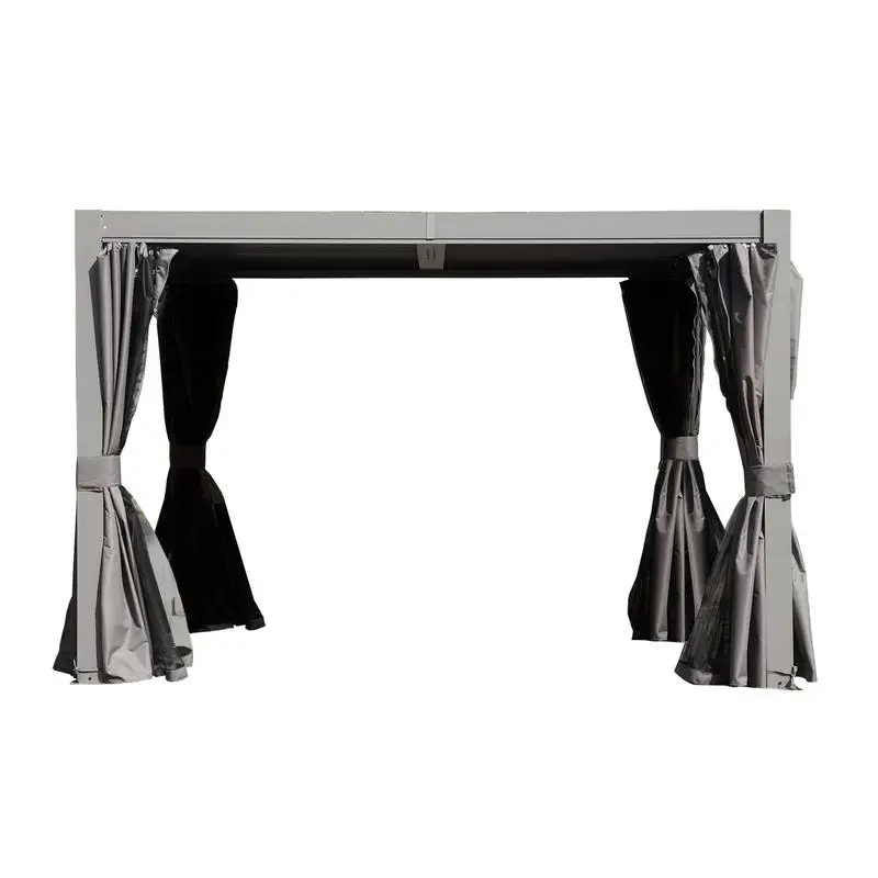 

10x10 FT Outdoor Adjustable Louvered Pergola - Gray Garden Structure for Sun Shade and Relaxation