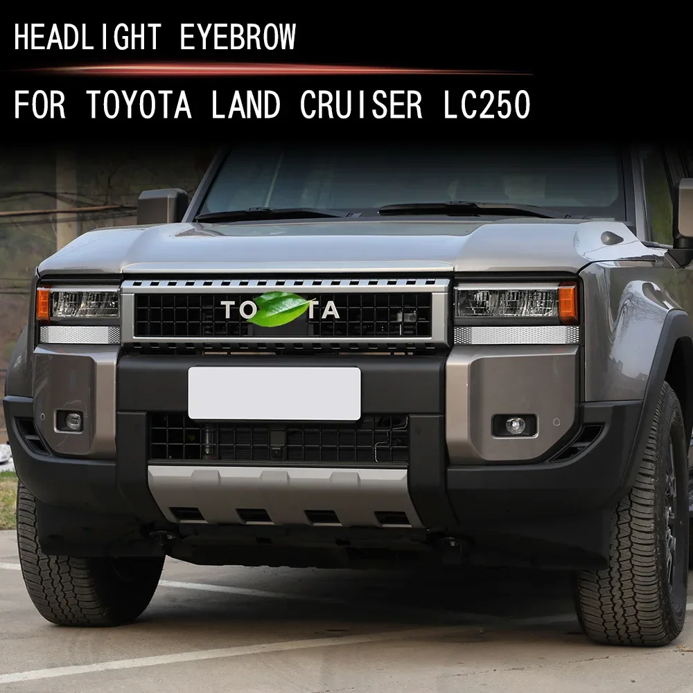 

For Toyota Land Cruiser 250 Prado LC250 2024 2025 Stainless Steel Front Headlight Garnish Strip Eyebrow Cover Trim Sticker
