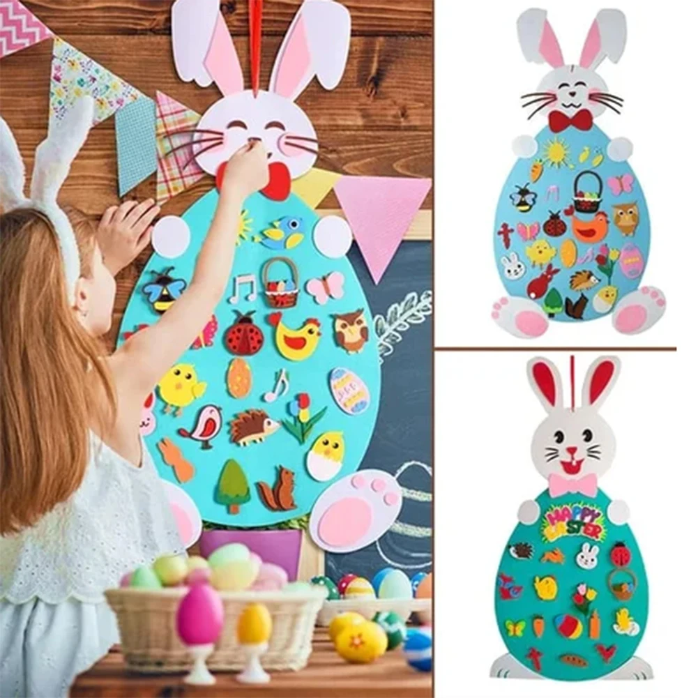 Rabbits Felt Set Cartoon DIY Bunny Felt Crafts Decoration Toy For Kid Room Decor