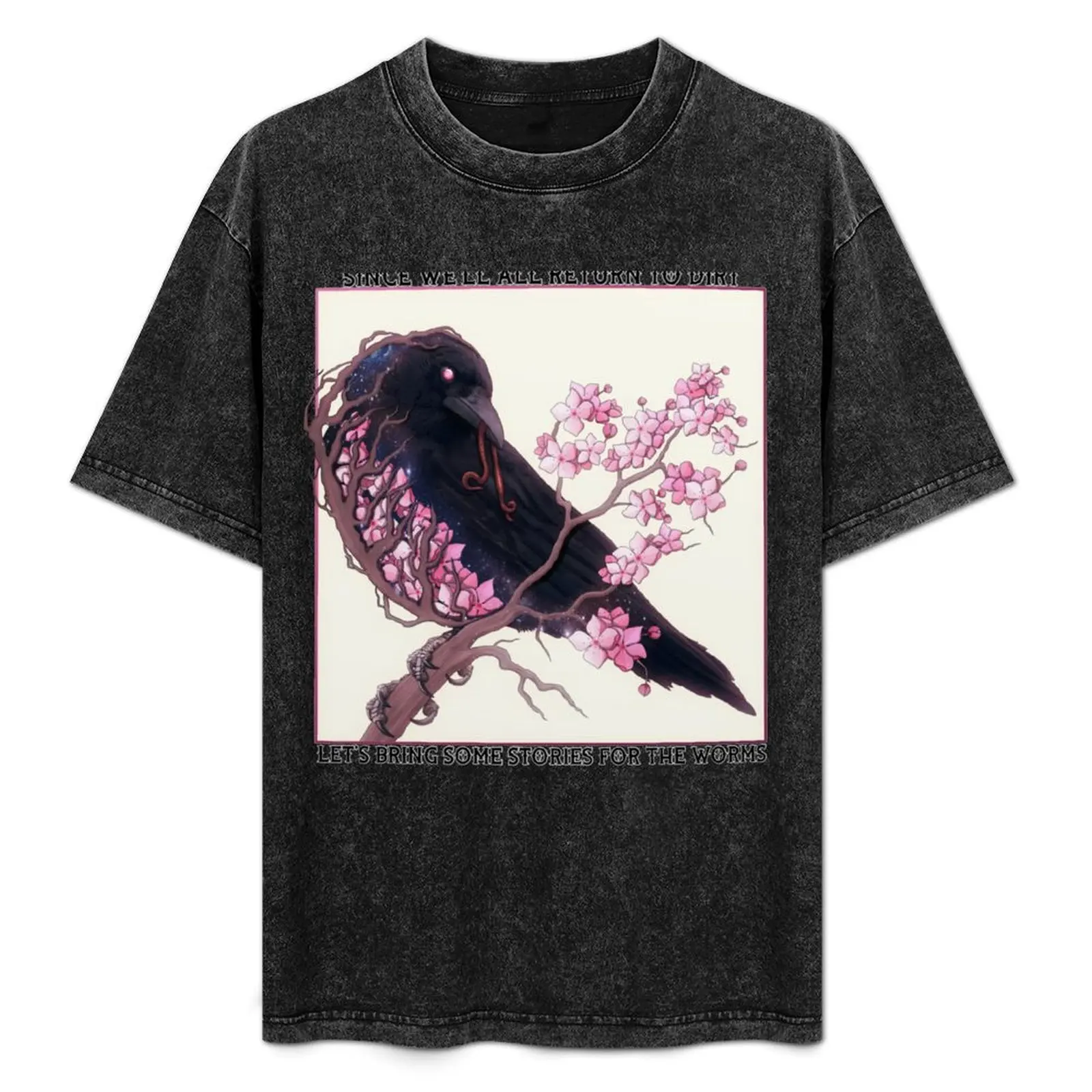 

Cherry Blossom Crow with text T-Shirt Big and Tall Solid Color T-Shirt