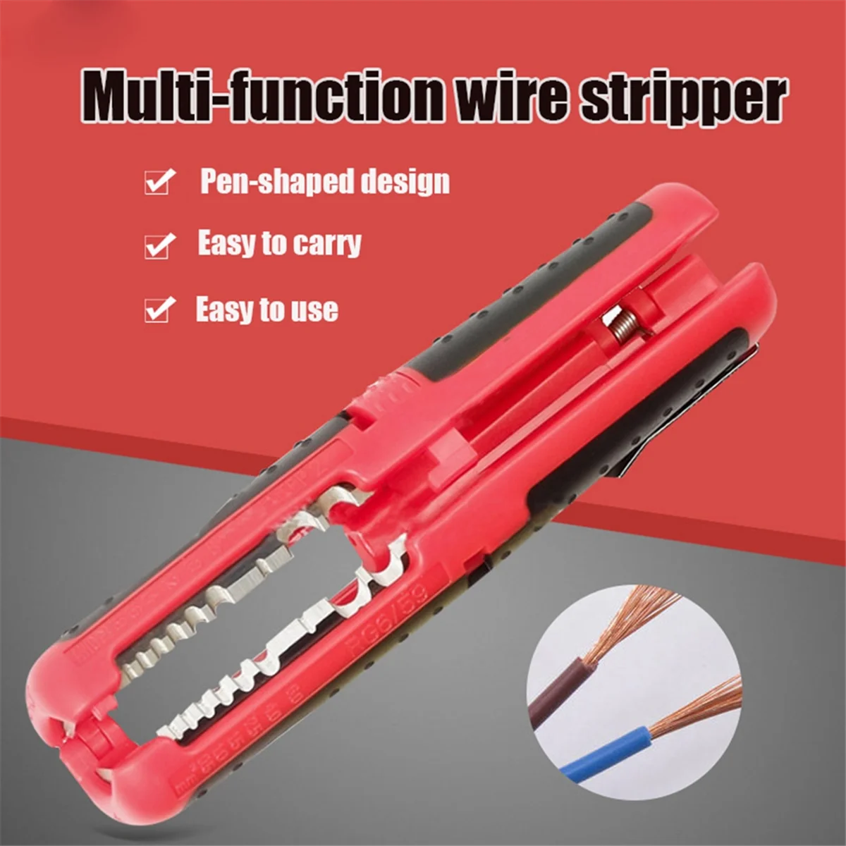 1PCS Wire Stripper Multi-Function Portable Pen Stripper, Network Cable, Wire, Coaxial Cable, Wire Cutter,10-20AWG,Blue