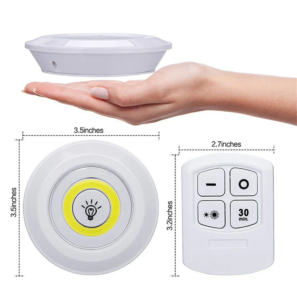 Dimmable COB Under Cabinet Lamp LED Night Light Remote Control Wardrobe Light Switch Push Button for Stairs Kitchen Bathroom