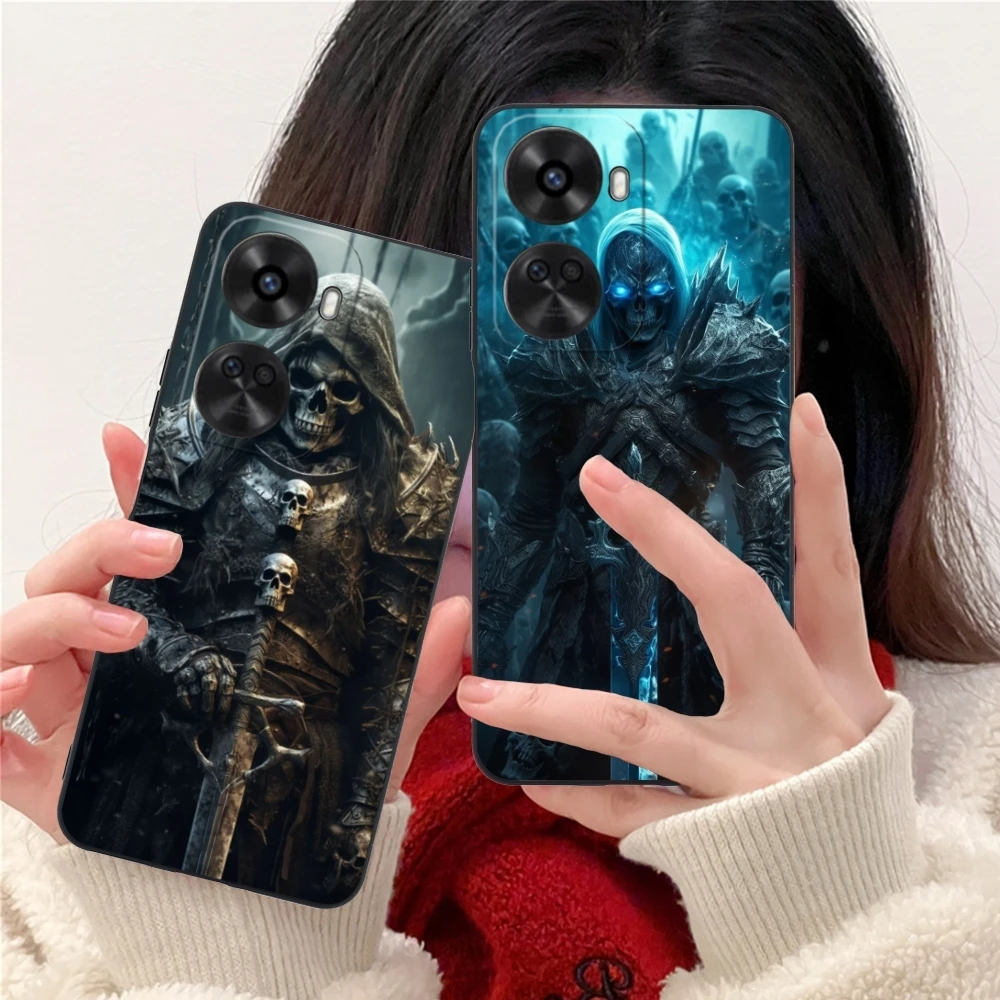 Skull Warrior Knight Mobile Cell Phone Case for Huawei Nova 12 11 10 9 8 7 Pro SE 5G Black Soft Phone Cover Shell