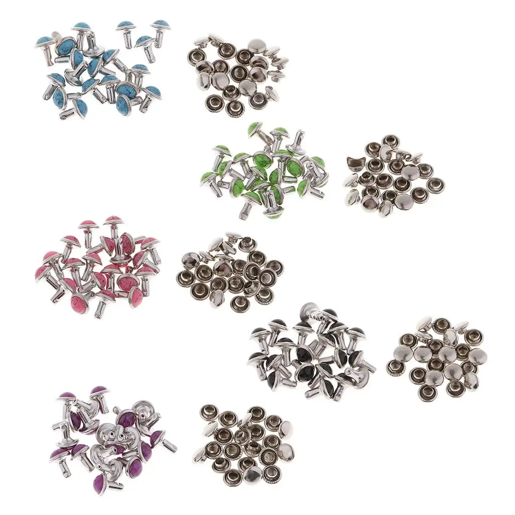Plastic Turquoise Rivet Studs Leathercraft Tools Accessories Sewing Button Snaps Kit for Clothes Shoes Home Decor