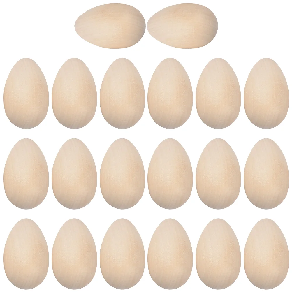 

20 Pcs Wooden Painted Toys Eggs Unpainted Crafts Fake Creative Easter Mini Child Kids Wood Craft Smooth Easy Color