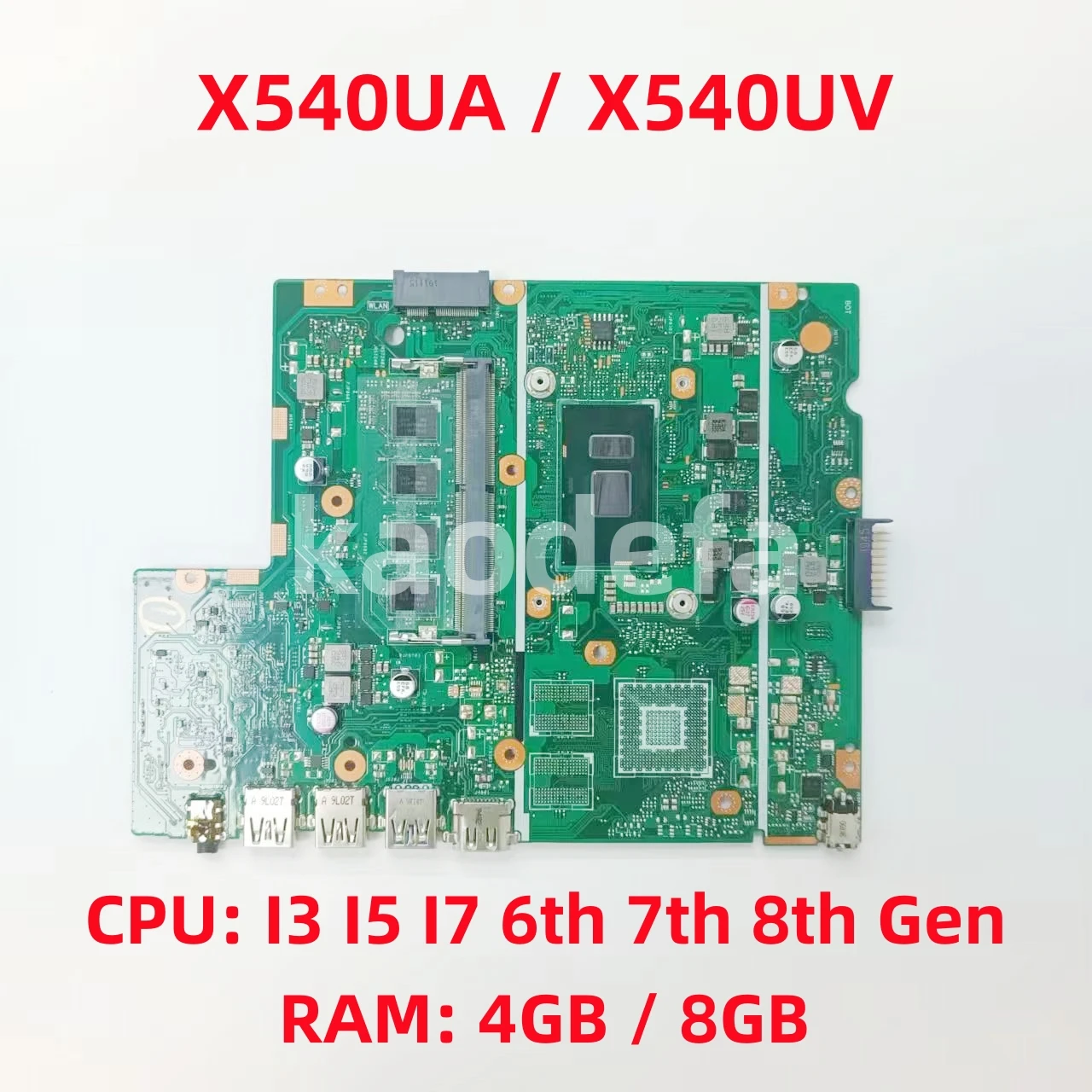 Placa base X540UA X540UV para ASUS, X540UBR, X540UB, X540UA, CPU de portátil: I3, I5, I7, 7. ª generación de RAM: 8GB, 100% prueba OK