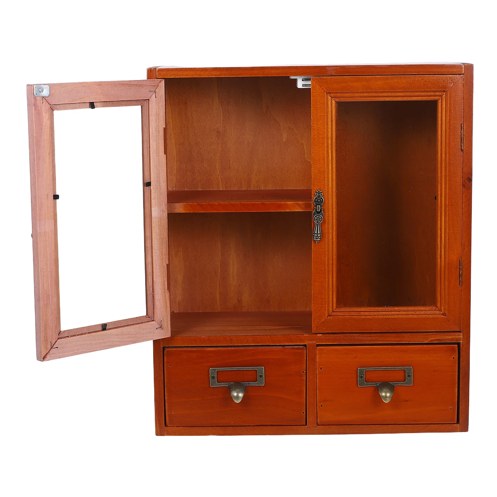 

Vintage Style Wooden Wall Storage Organizer Bedside Display Cabinet Double Doors Space-Saving House Decoration niture