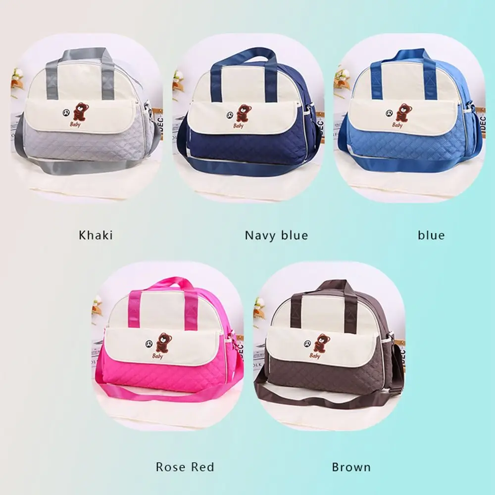 Creative Cartoon Mommy Bag Bear Pattern Lightweight Mommy Crossbody Bag Practical Wear-resistant Portable Diaper Bag Daily Use