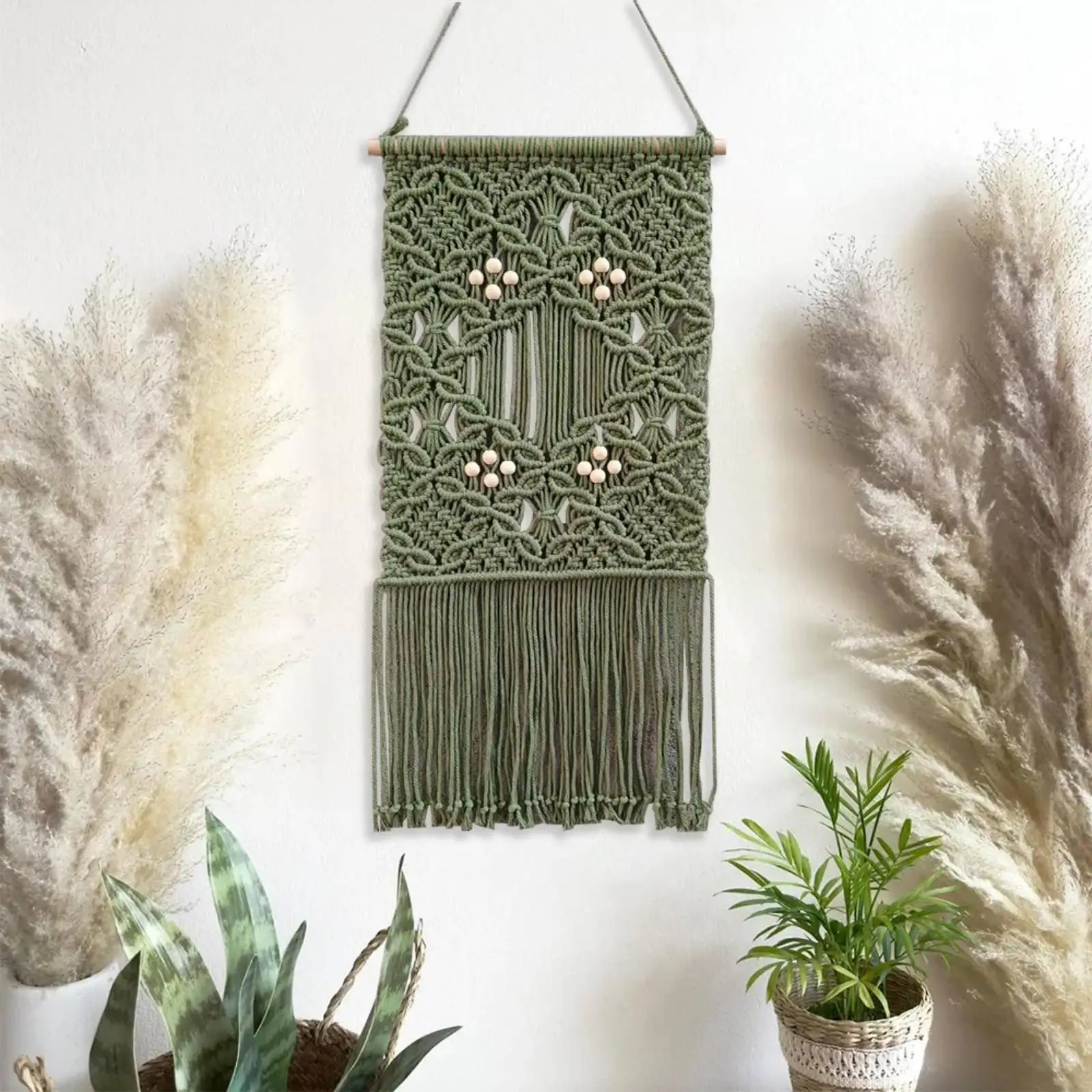 Handcrafted Woven Wall Hanging Macrame Tapestry Fabric Decor for Boho Home Decoration and Room Ambience