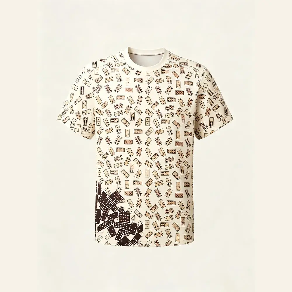 Men Domino Pattern T Shirt Summer Casual Short Sleeve Graphic Tee Streetwear Oversized HipHop Top Unisex Fashion Couple Clothing