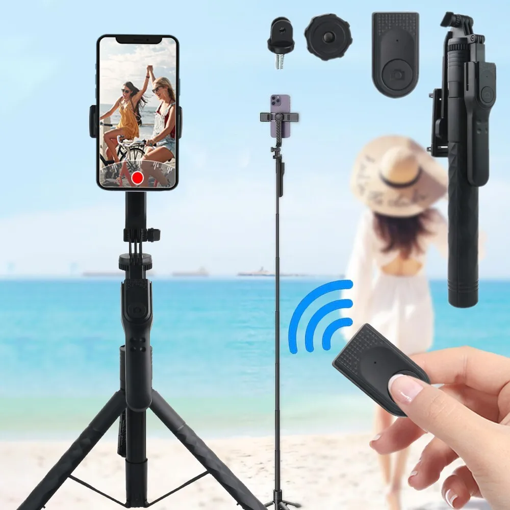 

68" Professional Cell Phone Holder + Camera Tripod Stand Remote Selfie Stick US