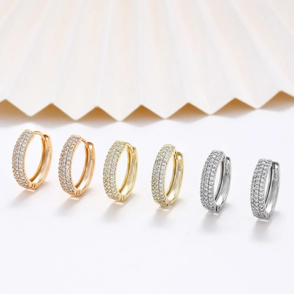 Light Luxury Zircon Hoop Earrings Temperament Copper Crystal Circle Earrings Ear Jewelry Gifts Women Sparkling Earrings