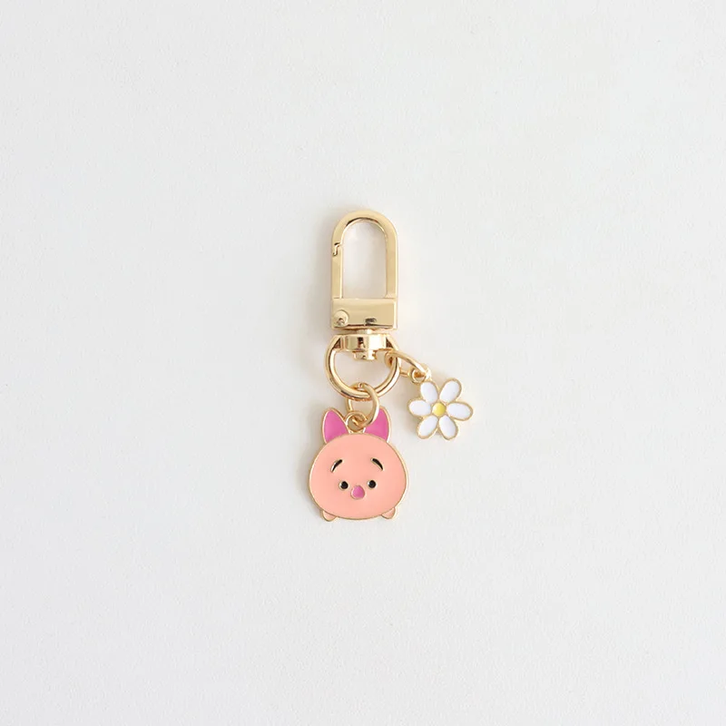 7Cm Kawaii Disney Pooh Bear Keychain Pendant Metal Cartoon New Airpods Pendant U Disk Anti-Lost School Bag Pendant Birthday Gift