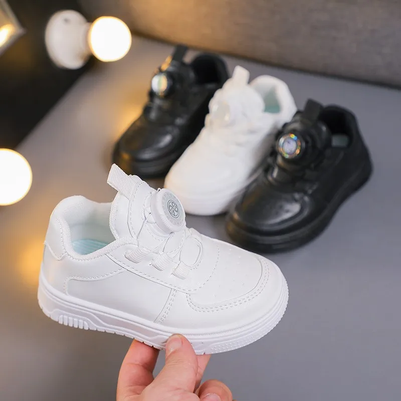 Children's Sneakers Kids Fashion Rotate Button White Non-slip Casual Shoes Boys Girls Breathable Sneakers Toddler Outdoor Shoes
