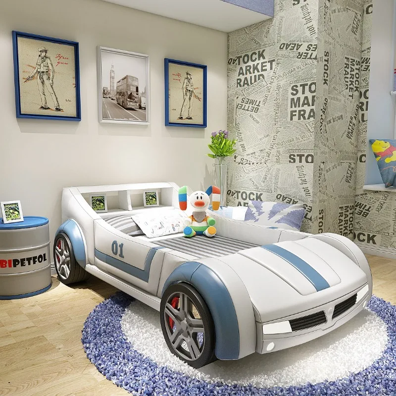 F1 car single bed bedroom cartoon girl personality creative children's room primary school children's  boy