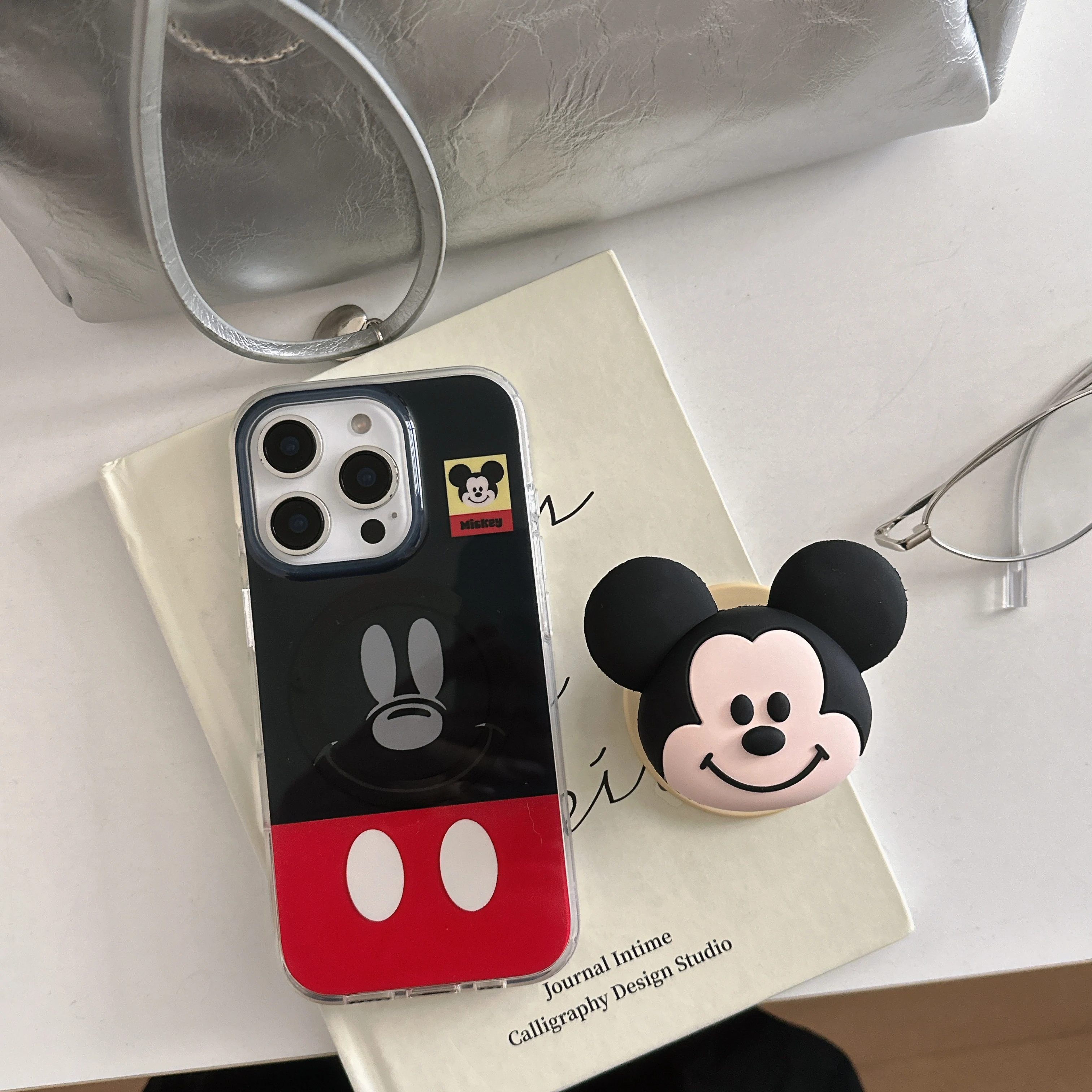 

Cute Disney For Mickey Magnet Phone Case for iPhone 16/13/14/15 pro Max - Cartoon Comfortable Shell Bracket Anti-Drop Protection