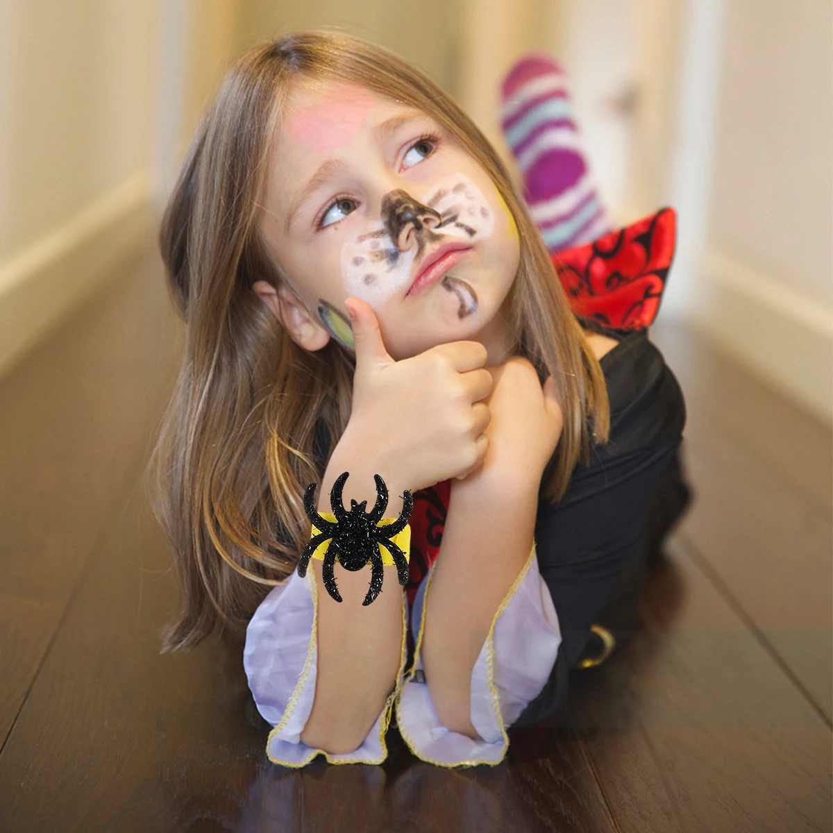 

6pcs Halloween Slap Bracelets Party Wristbands Assorted Colors Repeated Use Fine Craftsmanship Fashionable Design Kids