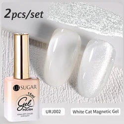UR SUGAR 15ml 2Pcs/Set Shine Cat Magnetic Gel Nail Polish Kit Nude Pink Color Jelly Gel Semi-transparent Soak Off UV LED Gel