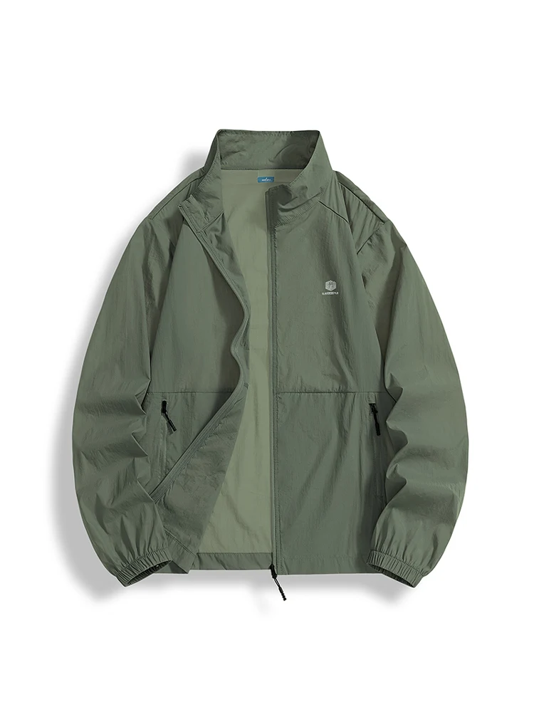 

Мужская летняя куртка из ледяного шелка с воротником-стойкой, новая, дышащая, для защиты от солнца, для активного отдыха, повседневная, с УФ-защитой, охлаждающая