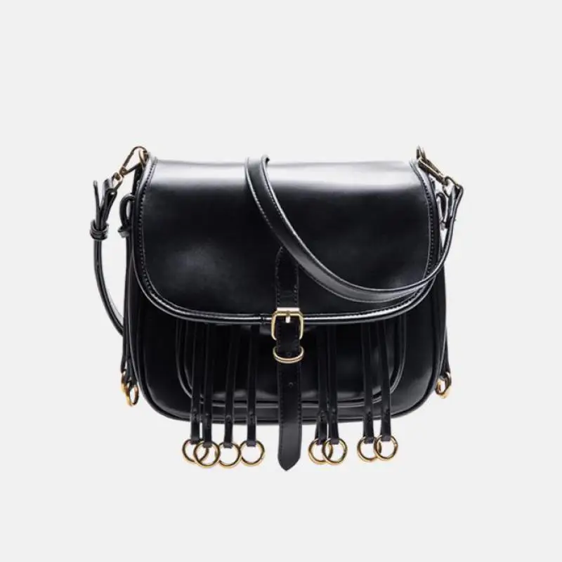 

Fashion Tassel Metal Circle Decoration Personalized Women Bag American High-end Sense Single Shoulder Diagonal Cross Bags Trendy