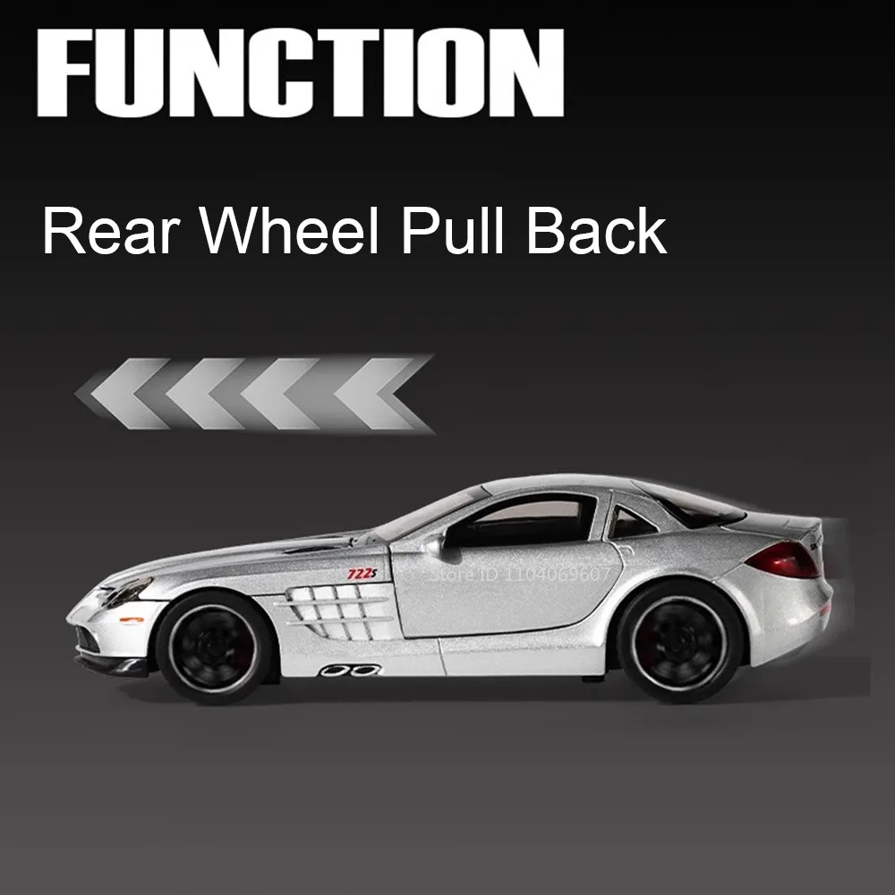 Maßstab 1:32 SLR 772S S400L Modell Spielzeugautos Legierung Druckguss Sound Licht Türen geöffnet zurückziehen Gummireifen für Kinder Lernspielzeug