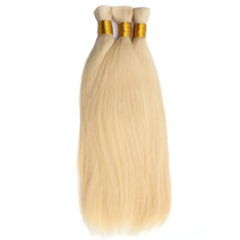 Rechte Vlechten Bulk Haar Machine Gemaakt 100% Menselijk Haar Bulk Hoge Kwaliteit Remy Menselijk Haar Natuurlijke Blonde Kleur 12 "-26" Inch 50G