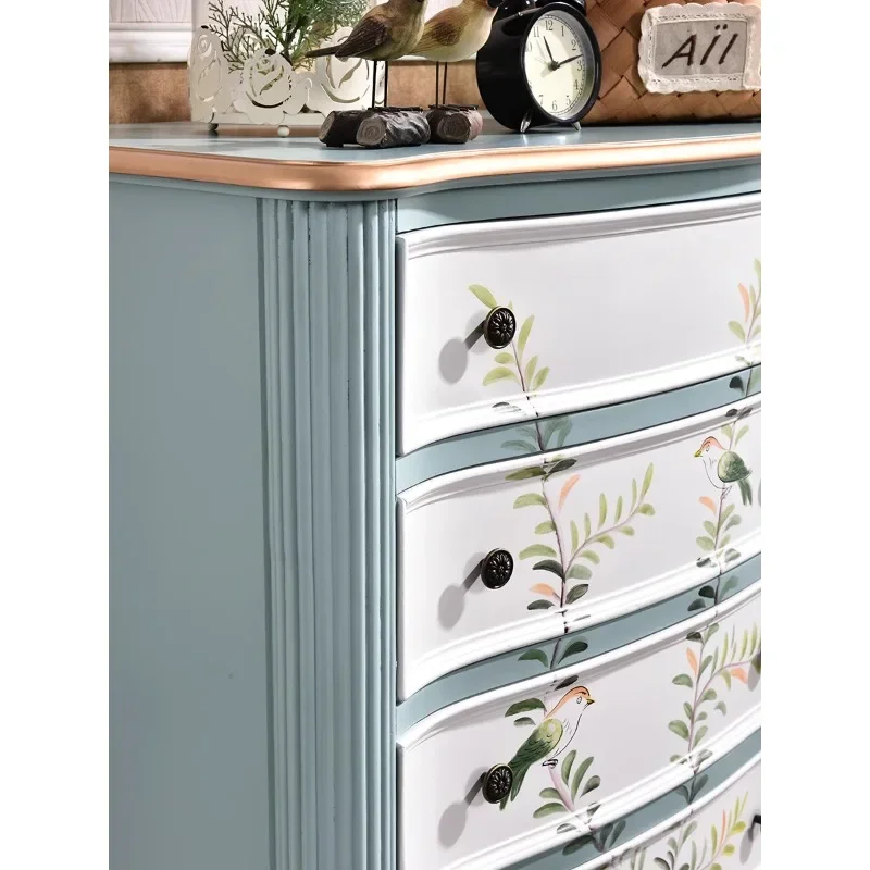 Painted American retro six-chest cabinet solid wood drawer cabinet living room locker bedroom storage locker idyllic style