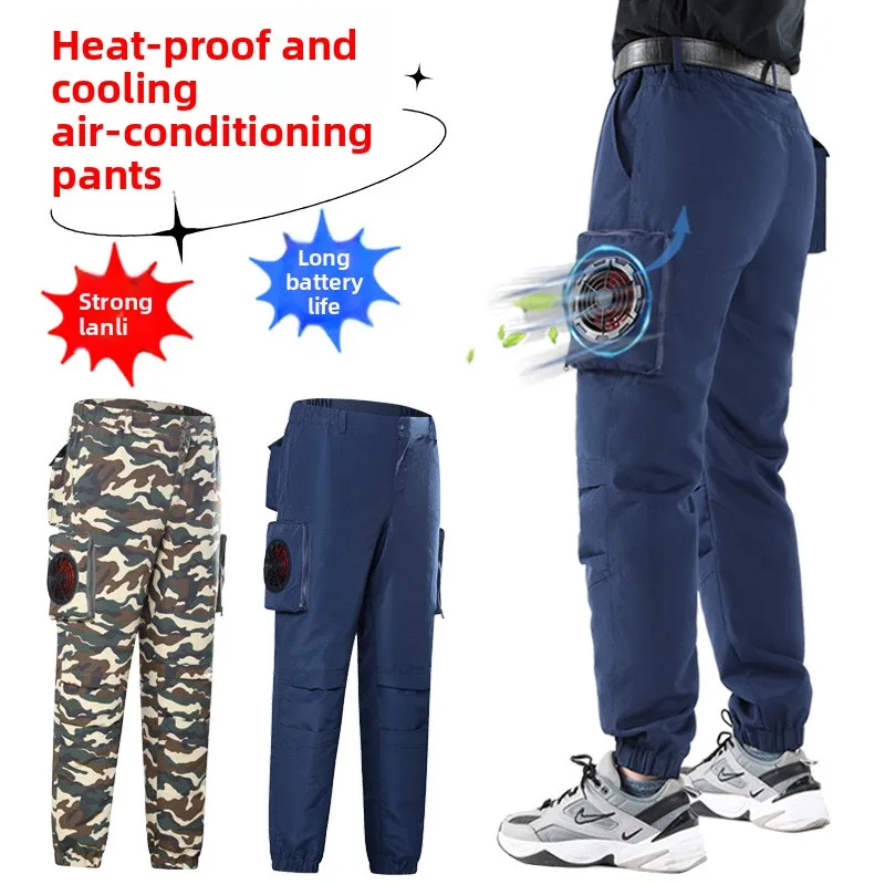 

Men Cooling Work Pants with Fan - Outdoor Construction Air Conditioner Trousers USB Rechargeable for Summer Labor Protection