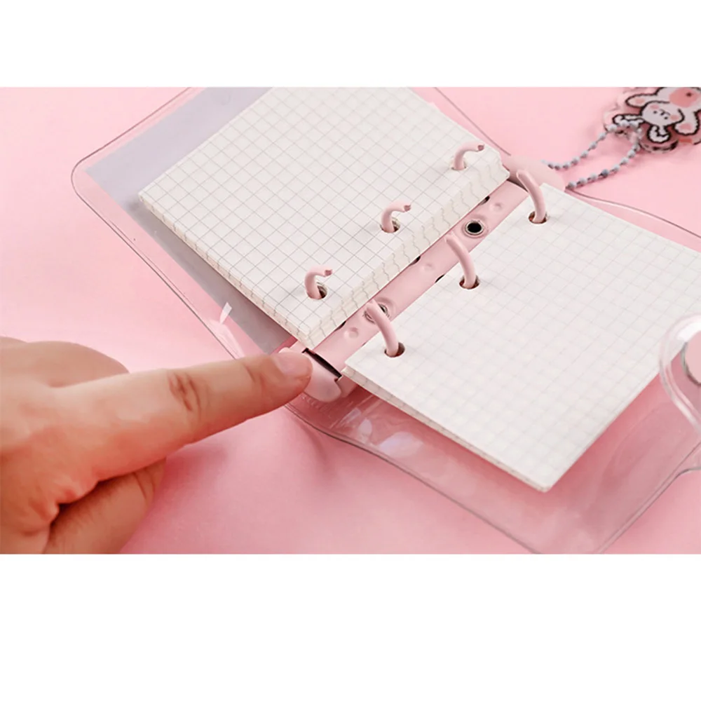 K-MIME Mini Ring Binder Portable Notebook Three Holes DIY Loose-leaf Journal Book Pocket Notepad Mini Planner agenda