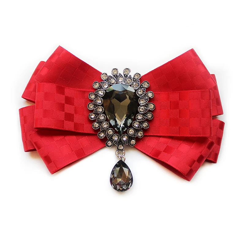 Hand Made Man Ribbon Bow Tie for Women Fashion Crystal Shirt Blouse Bowknot School Student Business Clothing Necktie Accessories