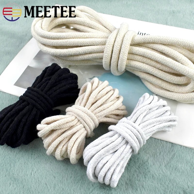 

10/20M 4/6/8/10mm 16 Shares Twisted Cotton Cord Decorative Macrame Cords Sewing Clothes Hat String Rope Bag Strap Home Textile