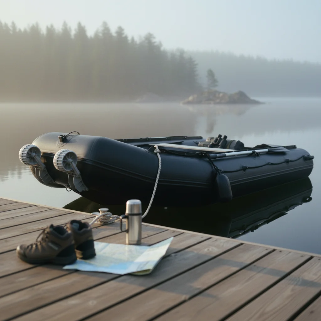 Durable Boat Wheel with Fold Down Bracket Inflatable Launching Wheel Ribbed Tread for Shore to Water Transitions