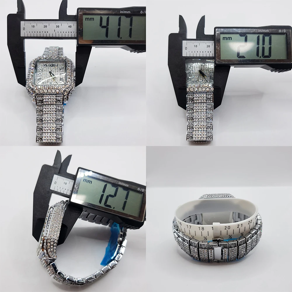 Reloj de cuarzo con diamantes para Hombre, cronógrafo de lujo, a la moda, con calendario, estilo Hip Hop, envío directo