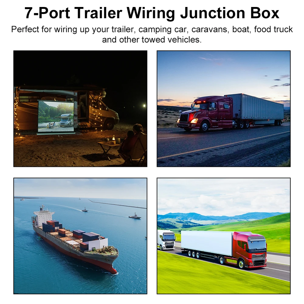 7-Port Trailer Wiring Junction Box Trailer Wire 7 Rod Cable Connection Box Cable Towing for Rewiring Camping Car RV Caravans