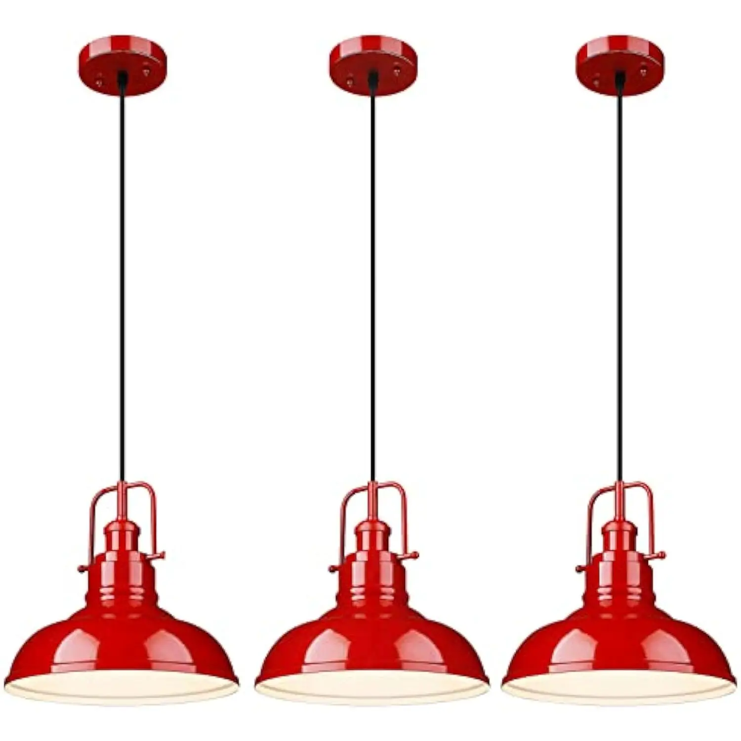 

3 pack farmhouse red pendant lights for kitchen island bundle, 016-1-3pk red