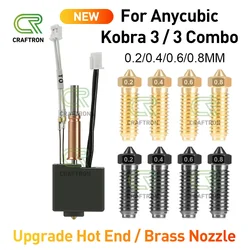 Actualización para Anycubic Kobra 3 Combo Hotend boquilla latón acero endurecido boquillas funda de silicona 24V 50W accesorios de impresora 3D