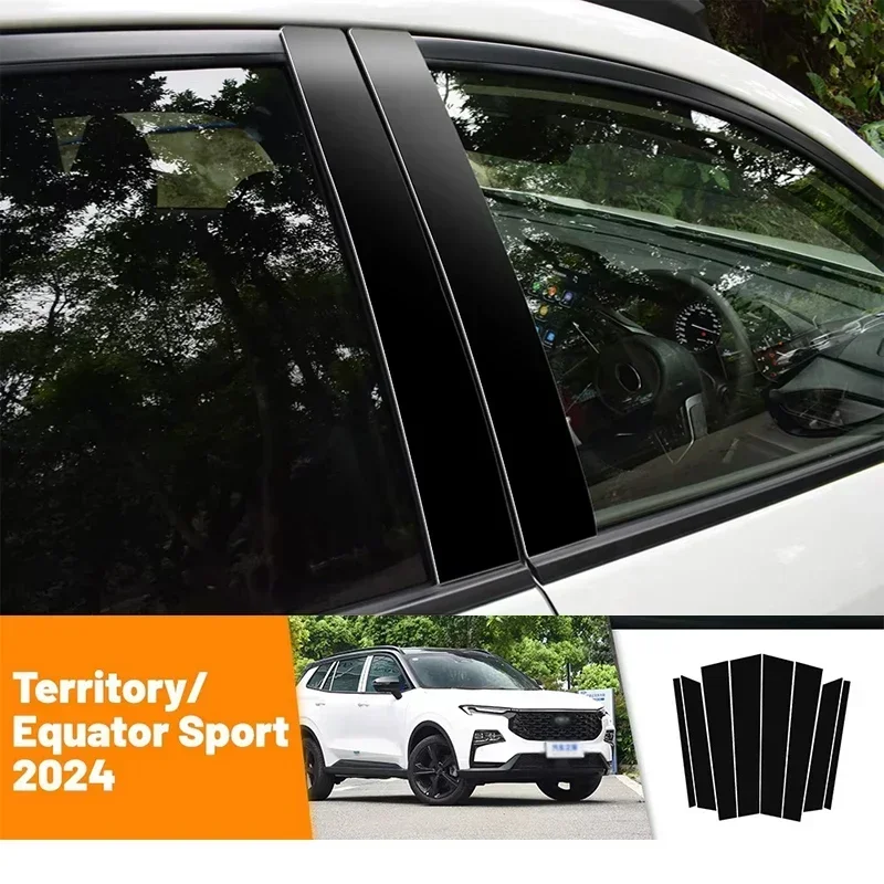 

Car Black Carbon Fiber Doors and Windows B C Stickers Accessories For Ford Territory Equator Sport 2024