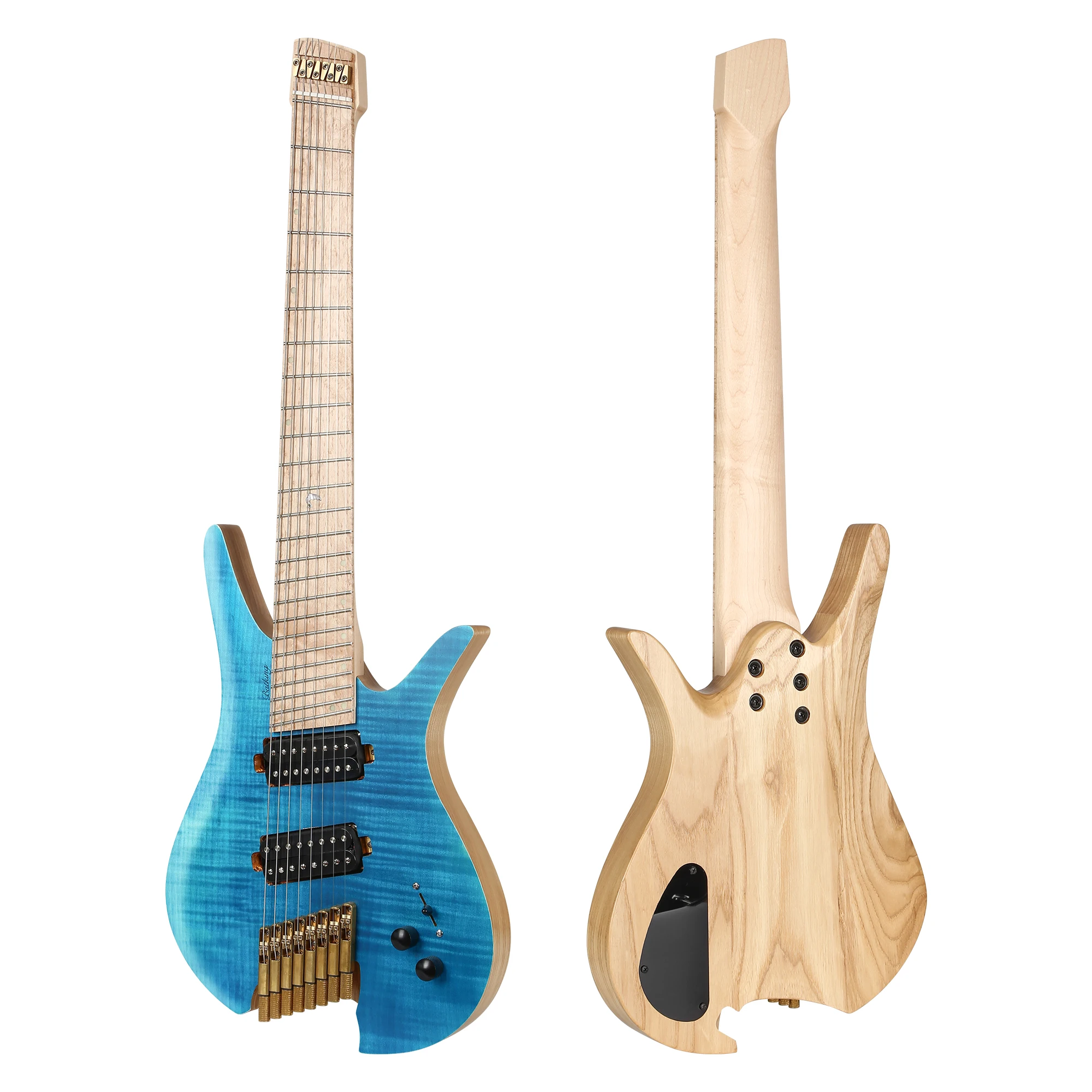 

Batking 8 String Fanned Fret Headless Electric Travel Guitar with Multiscale Birdeyes Fingerboard Of Luminous Inlay